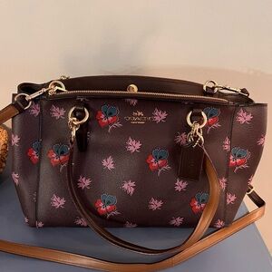 Coach Brown Bag with Floral Accents